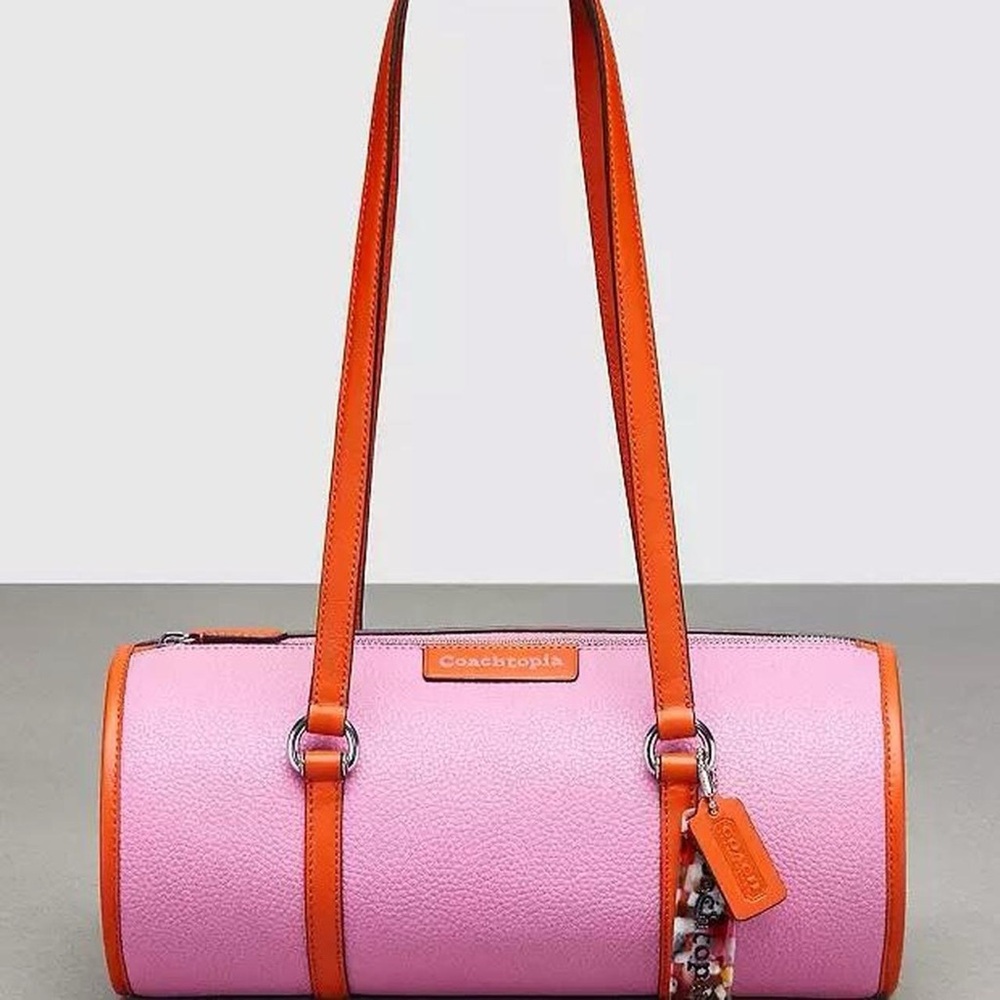 Coach Vibrant Pink and Orange Barrel Bag